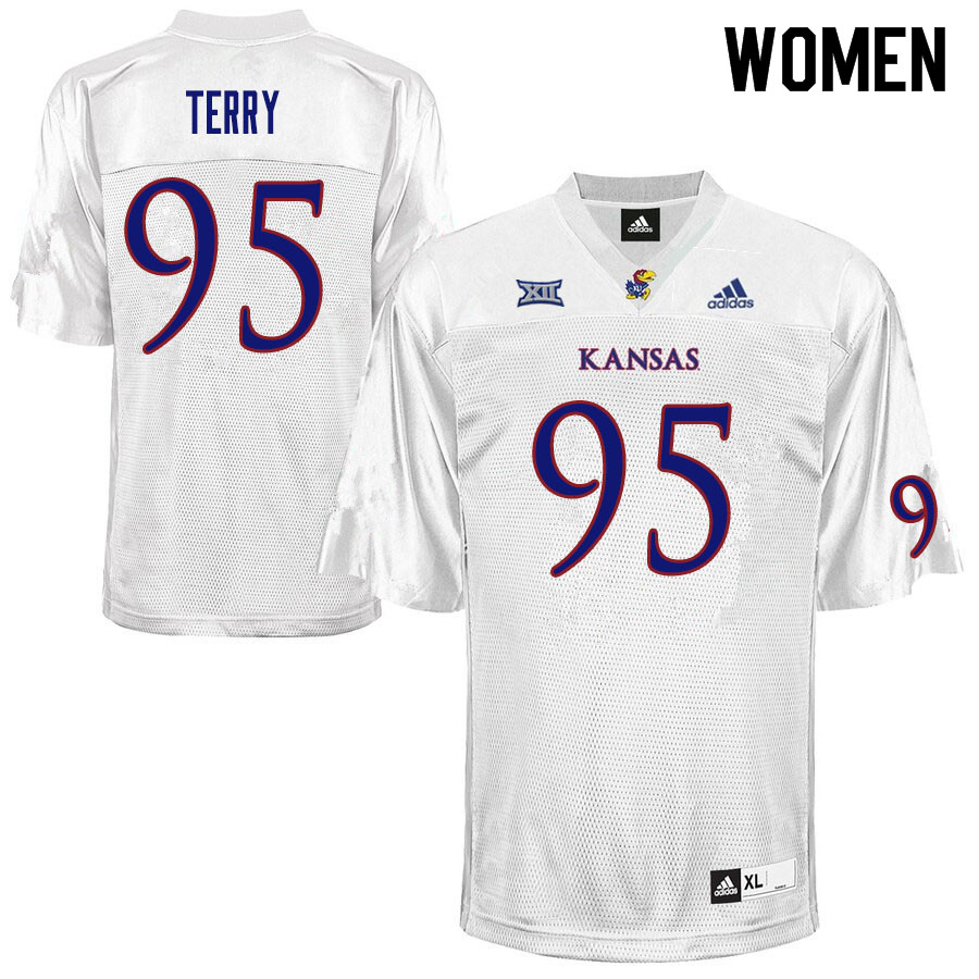 Women #95 DaJon Terry Kansas Jayhawks College Football Jerseys Sale-White